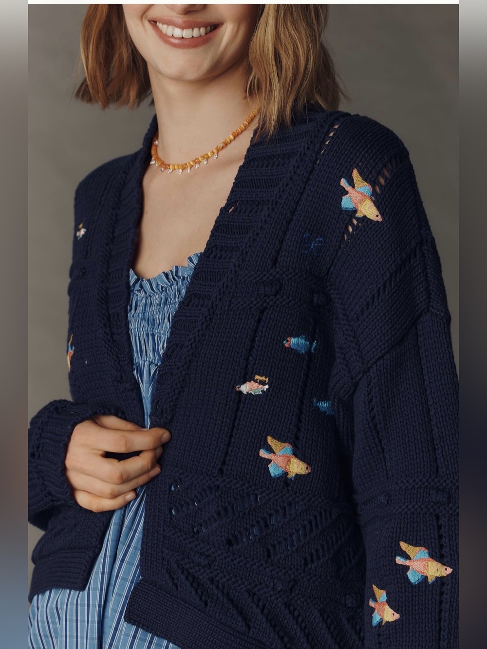 Maeve Embroidered Icons Cardigan Sweater (Xs)